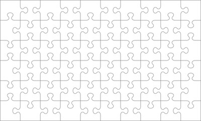 Jigsaw puzzle blank template or cutting guidelines of 60 transparent pieces. Classic style pieces are easy to separate (every piece is a single shape). No acute angles.
