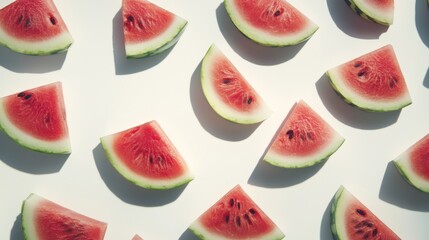 Watermelon slices against a white background. A refreshing summer fruit, perfect for ads and promotions.