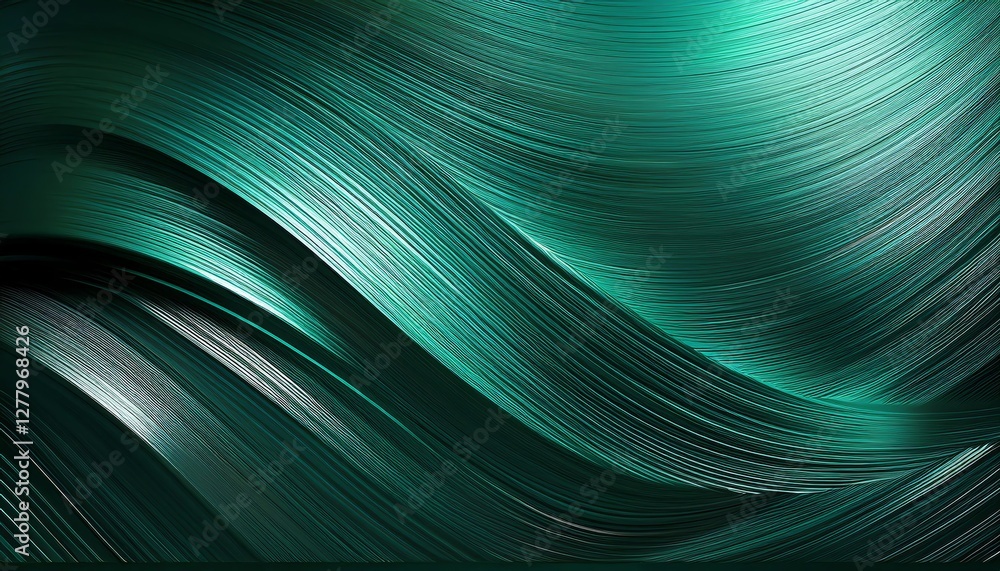 Poster abstract teal waves create a fluid, textured pattern, evoking a sense of depth and movement in digit