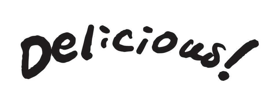 「Delicious!」の手書き文字　ベクターイラスト