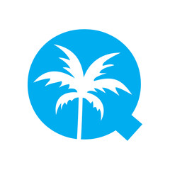 Initial Letter Q Palm Logo Design Vector Template