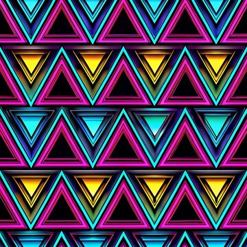 Colorful pattern of triangles in a black background. Seamless pattern. Pattern. Art. Clipart. Background. Vector. Illustration