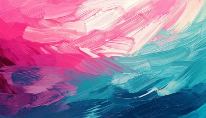 Fototapeta premium Background with gradient brushstrokes of light pink, blurred, white. and turquoise color; 3d illustration