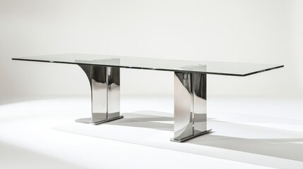 Sleek Glass Top Dining Table with Polished Chrome Legs
