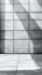 Concrete Wall and Tile Floor with Shadow Play Minimalist Architectural Interior Design Background for Modern Concepts and Urban Spaces
