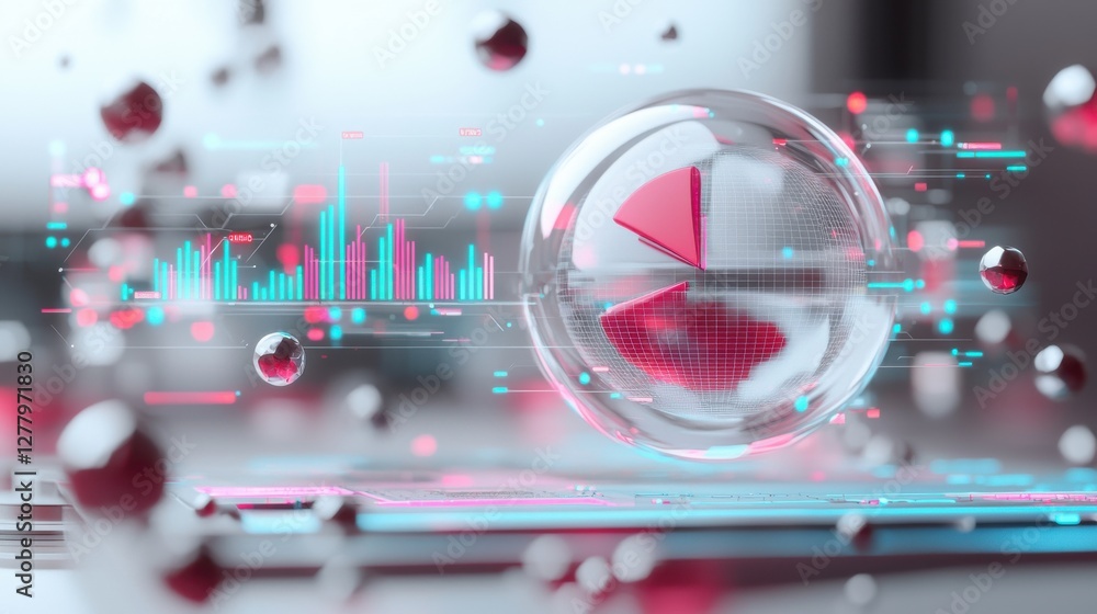 Poster dynamic data visualization sphere with futuristic infographic holograms