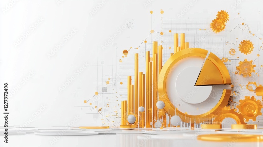 Poster vibrant data visualization with geometric shapes and graphs