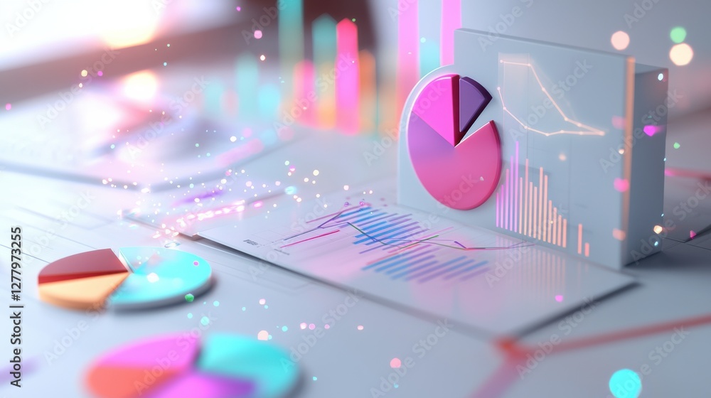 Poster colorful digital data analytics dashboard with interactive charts and graphs