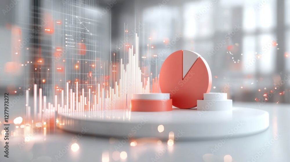Poster sleek data analytics dashboard with vibrant graphs and infographics on white background