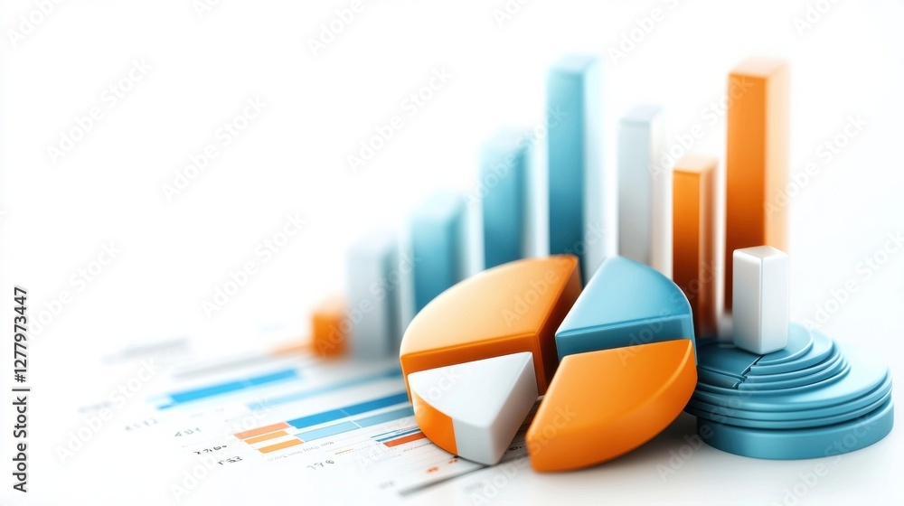 Poster vibrant data visualization showcasing financial performance and analytics