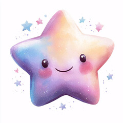 Cute pastel star character with a smiling face and colorful design.