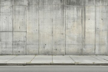 Urban Concrete Wall and Sidewalk Scene Capturing Architectural Texture and Cityscape Element with a Low Angle and Minimalist Style