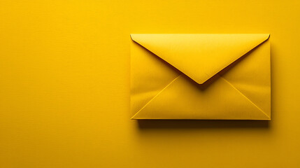 A vibrant yellow envelope resting on a matching yellow surface, creating a cheerful and minimalist aesthetic.