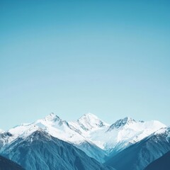 Fototapeta premium Serene Snow Capped Peaks Against a Clear Blue Sky Landscape Mountains Nature Scenery Travel Views