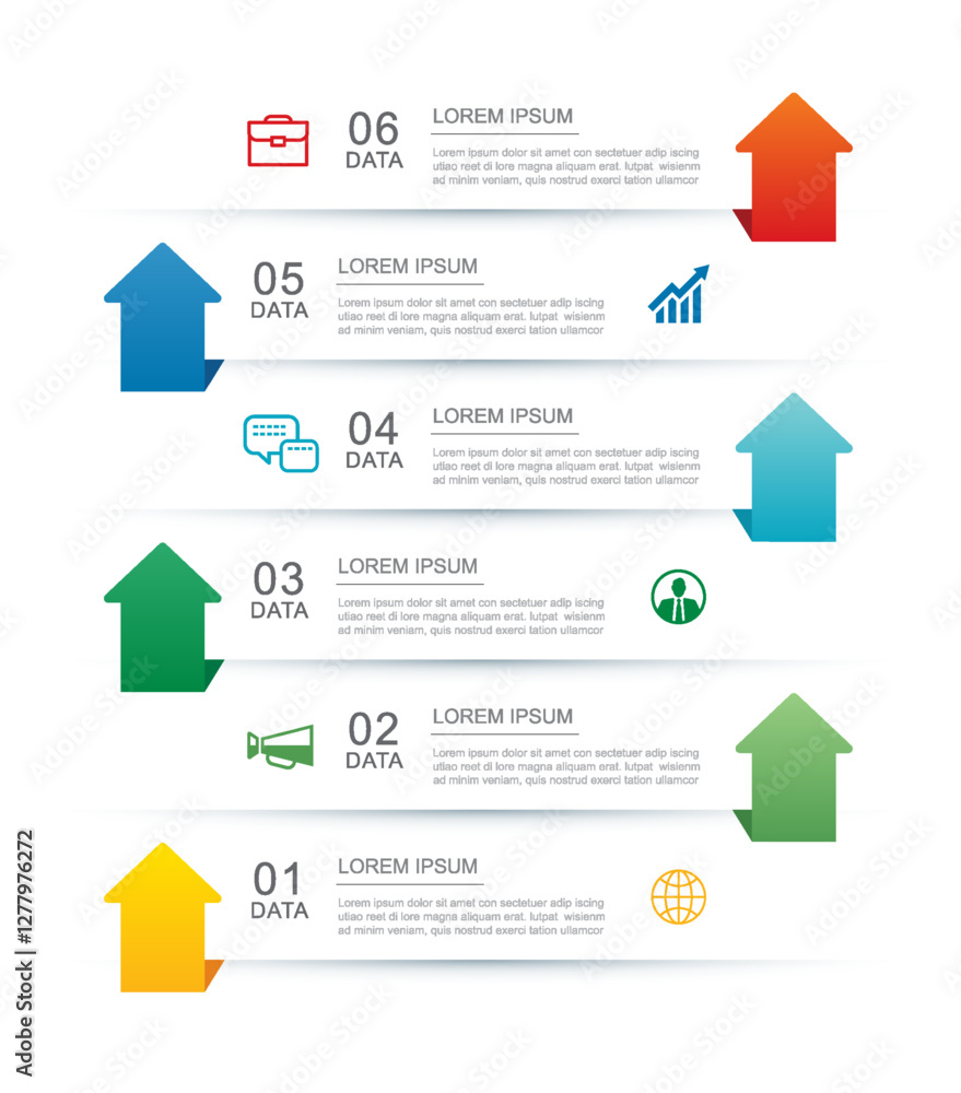 Poster 6 data infographics rectangle tab index layout template. illustration business abstract background.