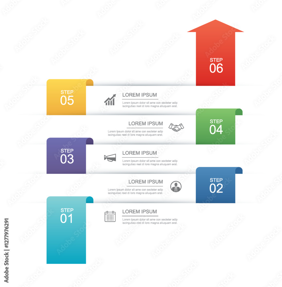 Canvas Prints 6 data infographics rectangle tab index layout template. illustration business start to success back