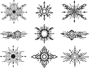 Set of elements for flat design, patterns, ornaments, mandalas. Hand drawn vector illustration	