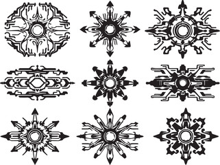 Set of elements for flat design, patterns, ornaments, mandalas. Hand drawn vector illustration	