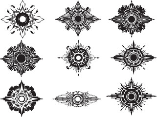 Set of elements for flat design, patterns, ornaments, mandalas. Hand drawn vector illustration	