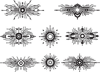 Set of elements for flat design, patterns, ornaments, mandalas. Hand drawn vector illustration	