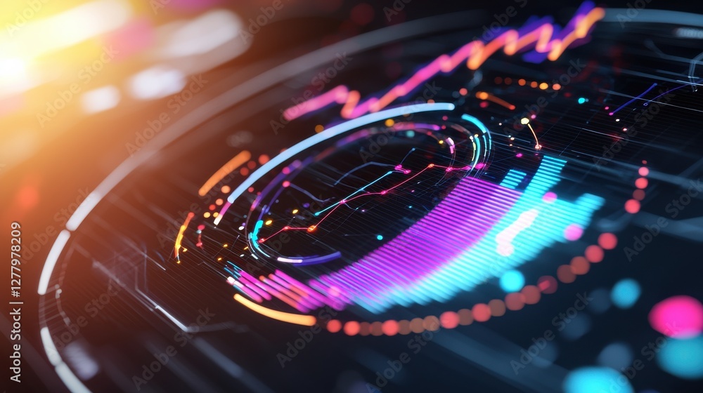 Poster Mesmerizing Futuristic Dashboard with Dynamic Holographic Data Visualization