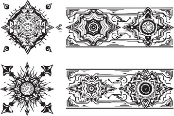 Set of elements for flat design, patterns, ornaments, mandalas. Hand drawn vector illustration	