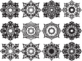 Set of elements for flat design, patterns, ornaments, mandalas. Hand drawn vector illustration	