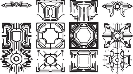 Set of elements for flat design, patterns, ornaments, mandalas. Hand drawn vector illustration	