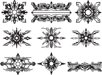 Set of elements for flat design, patterns, ornaments, mandalas. Hand drawn vector illustration	