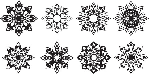 Set of elements for flat design, patterns, ornaments, mandalas. Hand drawn vector illustration	