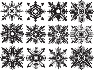 Set of elements for flat design, patterns, ornaments, mandalas. Hand drawn vector illustration	