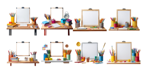 Colorful Workspaces with Art Supplies for Creative Projects