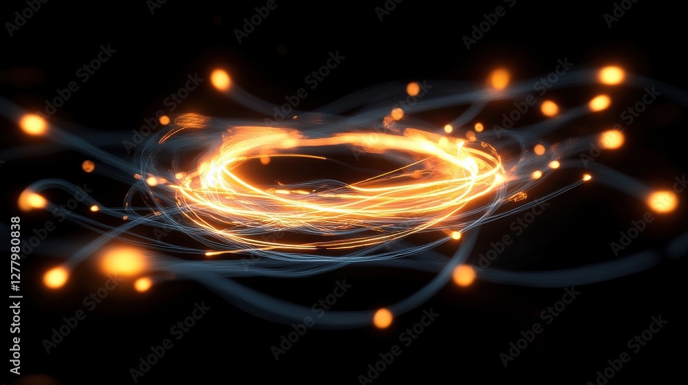 Poster a mesmerizing digital swirl of glowing lights and energy, creating a vibrant and dynamic visual effe