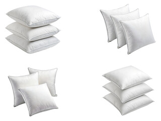 White pillows, a Set of pillows, and bedding pillows isolated