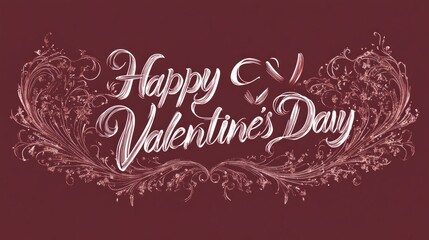 Elegant Valentine's Day Calligraphy Design with Floral Accents