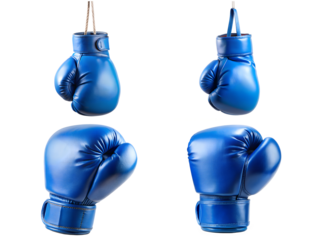 Boxing gloves, Set of gloves, and blue gloves isolated