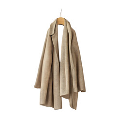 Beige Knitted Cardigan Jacket Hanging Wooden Hanger coat warm soft fall wear style cream  