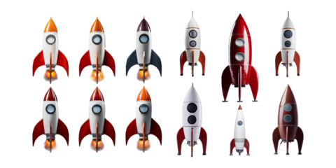 Colorful Retro Rocket Models for Creative Design Projects