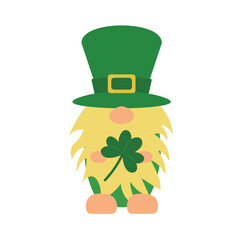 St. Patrick's Day Gnome holding shamrock Illustration