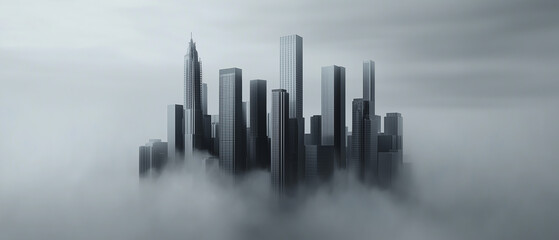 Fototapeta premium Minimalist abstract city skyline, featuring modern urban architecture and geometric shapes