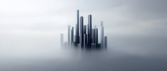 Fototapeta premium Minimalist abstract city skyline, featuring modern urban architecture and geometric shapes
