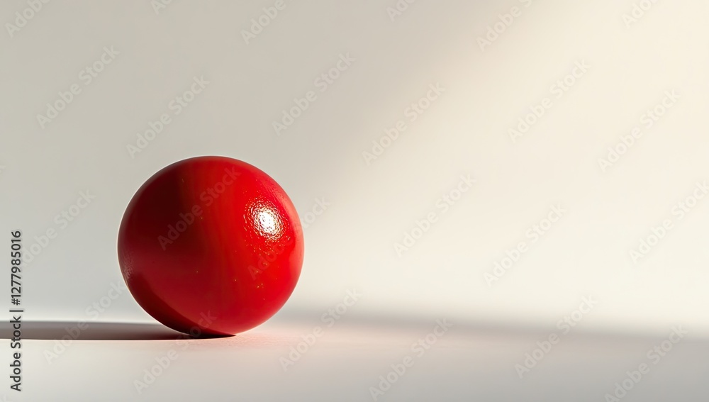 Poster red sphere on a plain background with light and shadow