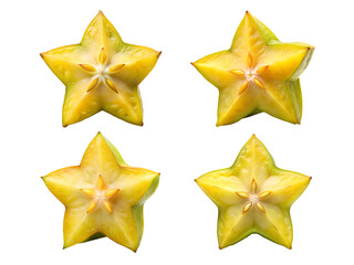 Obraz premium Carambola, Set of carambola, and fresh carambola isolated