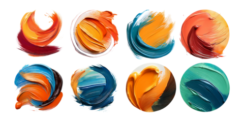 Vibrant Abstract Swirls of Colorful Paint on White Background