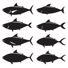 Fish tuna fishing silhouettes set large pack of vector silhouette 