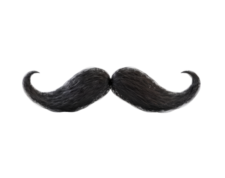 Black male mustache isolated, PNG