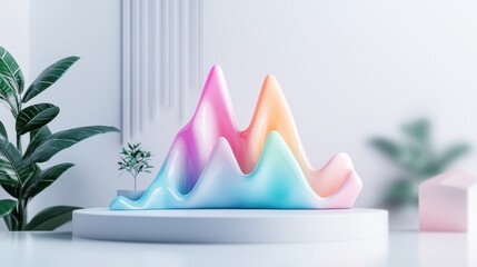 Fototapeta premium Pastel Abstract Geometric Shapes on Minimalist 3D Display Platform