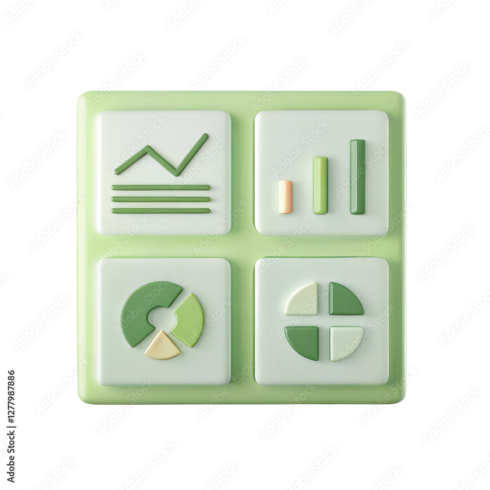 Poster sustainability report concept, infographic with green data visualizations and graphs for analysis cl