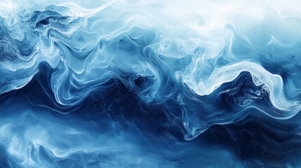 Obraz premium Abstract deep blue swirling fluid waves creating a dynamic ocean-inspired marble effect