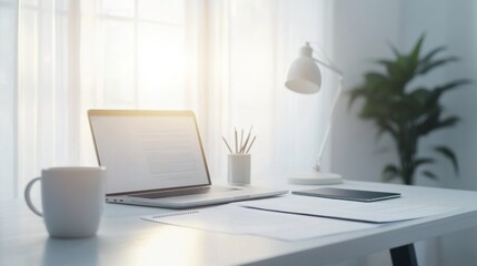 Housing costs reviewed by a couple at a modern desk. Featuring expense tracking and financial planning